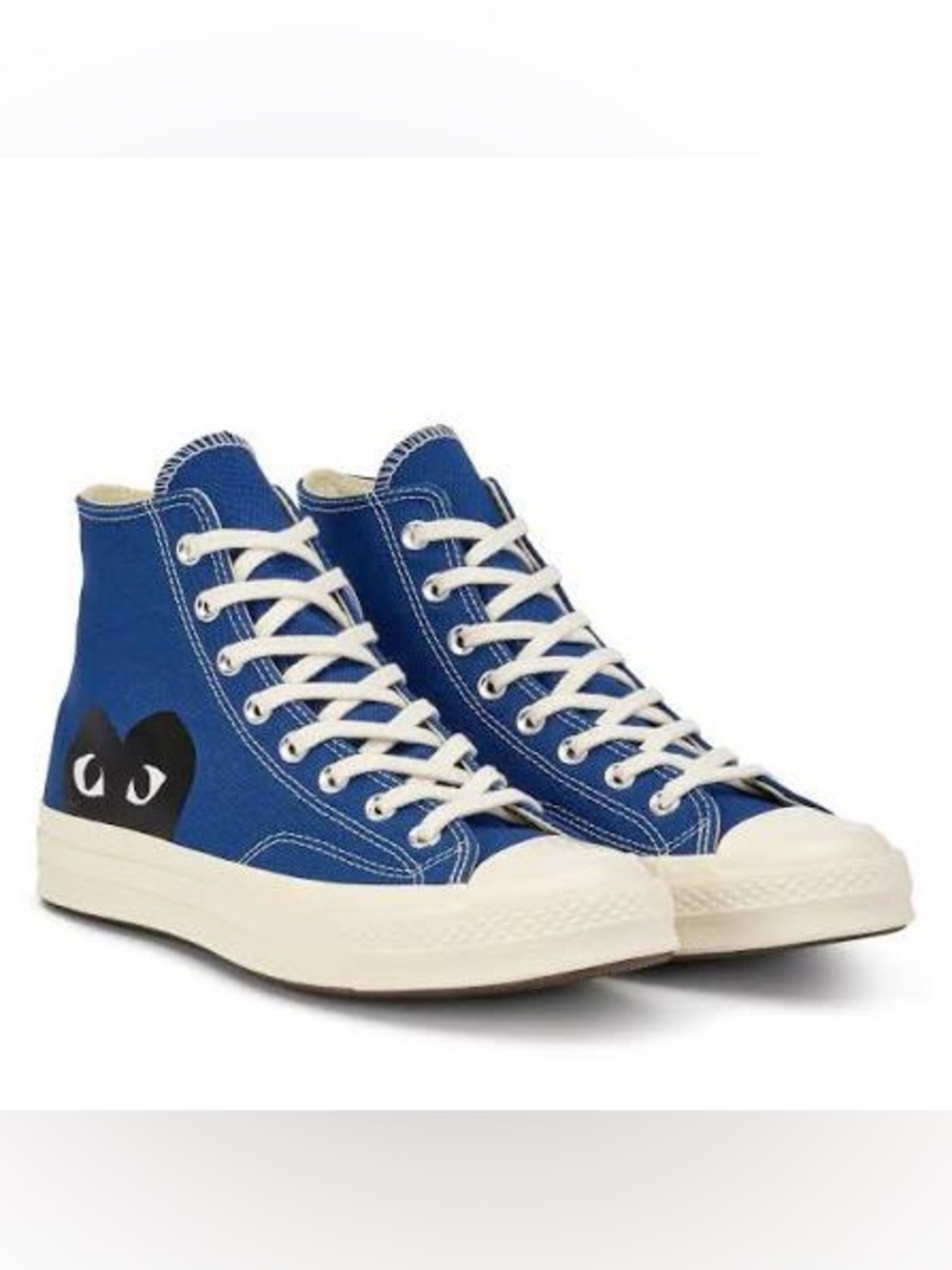Converse x Comme des Garçons Play High-Top Sneakers in Blue with Black Heart